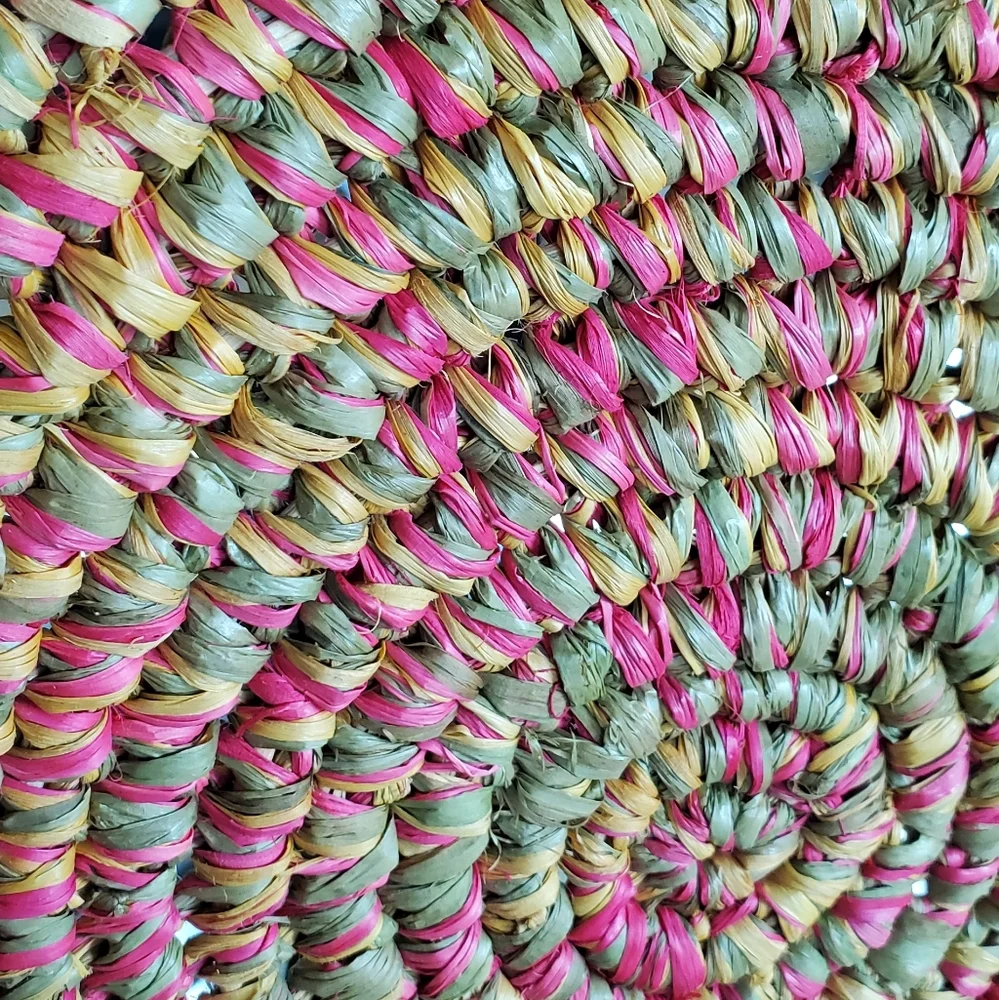 Colorful Woven Pink Green Yellow 3 Placemats Set